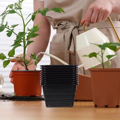 20pcs Square Net Pots for Hydroponics - 7. 1in Heavy Duty Slotted Mesh Net Cups for Dwc System Large Plastic Orchid Pots with Holes - Black Wide Lip Bucket Insert - color: 20pcs