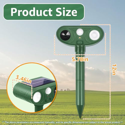 Solar Ultrasonic Animal Repellent Outdoor with Motion Sensor Strobe Light - color: 1PC white and Red lights flashing