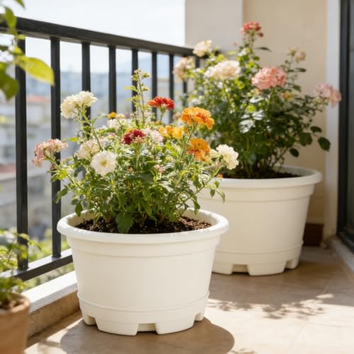 KPUVX 5 Packs 13 inch Plant Pot with Saucer - color: Beige, size: 13 inch