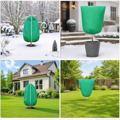2 Pack Green Plant Freeze Covers, 48"x72" Frost Cloth with Drawstring - size: 48''x72''