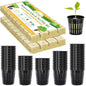 Halatool 72PCS 1.2" Rockwool Cubes & 56PCS 2" Net Cups for Hydroponics - size: 1.2" rockwool-72pcs+2" net cups-56pcs