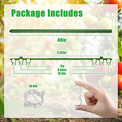 Chunful 10 Packs Tomato Cages for Garden Support up to 48", Green - color: Green