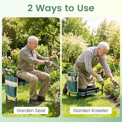 IRONMAX Garden Kneeler and Seat with 14" L×11" W EVA Kneeling Pad, Green - color: Green, size: 14"L×11"W