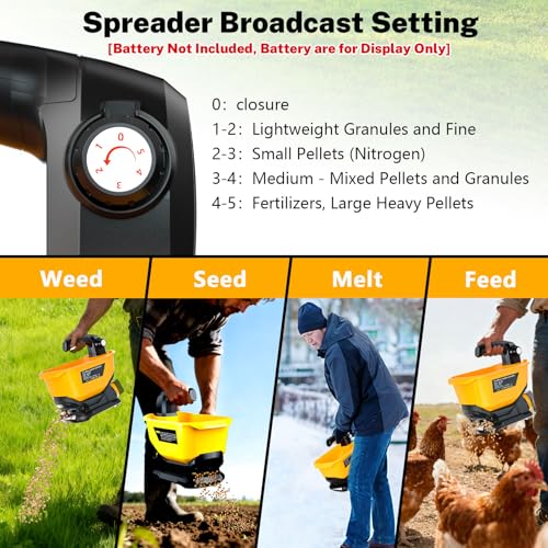 Seed Spreader Fertilizer Grass Seed Spreader Cordless Compatible with Dewalt 20V Battery, Salt Spreader for Snow 3.7L Handheld, All-Season Use [ Battery Not Included ]