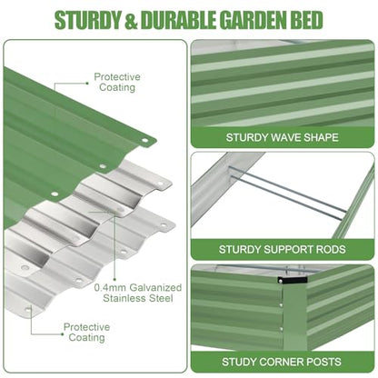 Galvanized Raised Garden Bed Outdoor 2Pack 6x3x1ft Olive Green