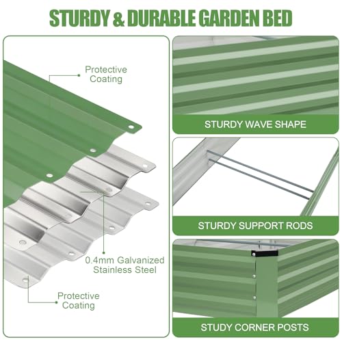Galvanized Raised Garden Bed Outdoor 2Pack 6x3x1ft Olive Green