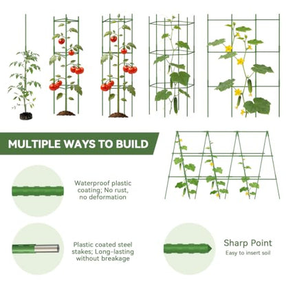 Halatool 8 Pack Tomato Cages for Garden, Up to 48in (4FT) Trellis - color: 8 Pack, size: 48 Inches