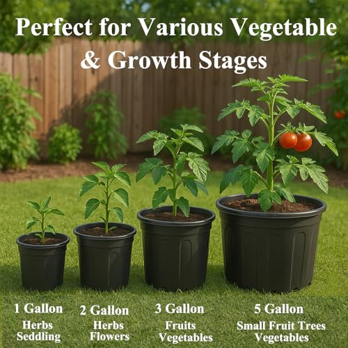 50 Pack 5 Gallon Flexible Plant Nursery Pots for Plants with Drainage Holes - size: 5 Gallon