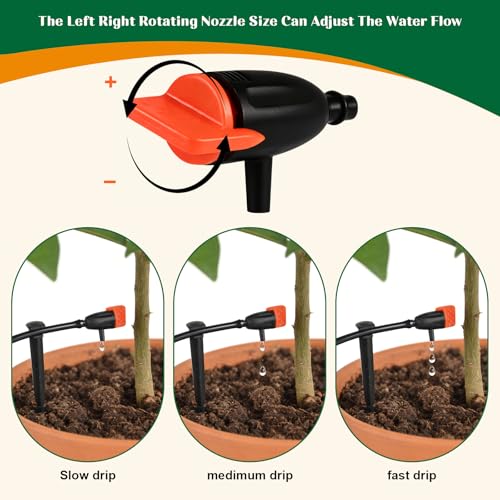 32Sets Irrigation Dripper Kit-Adjustable Water Drip Emitter & Support Stake