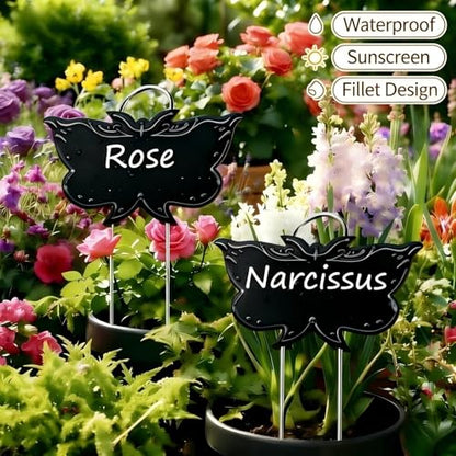 Metal Plant Labels for Outdoor Garden Waterproof 11-Inch 30 Pack - color: Black 30-pack