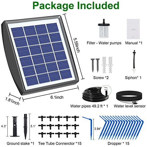 RISINGUP Solar Drip Irrigation System for 15 Potted Plants - size: 15 pots