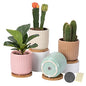 4 Inch Ceramic Multicolor Pots with Saucer and Drainage Hole, 4P - color: Stripe Multicolor