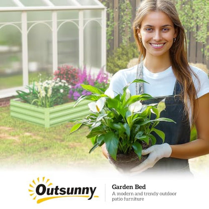 Outsunny 8' x 3' x 1' Galvanized Raised Garden Bed, Light Green - color: Light Green
