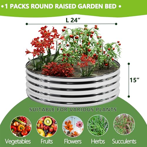DIIYIV Galvanized Raised Garden Bed,2x2x1.3FT,Silver - size: 2x2x1.3(1PCS)