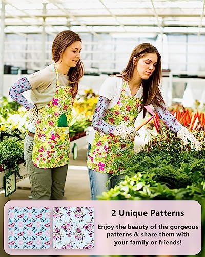 2 Pairs Gardening Sleeves for Women Sun Protection Arm Sleeves for Women Anti-Slip Floral Gardening Sleeves