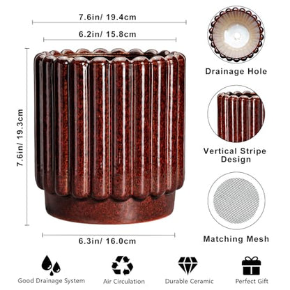 Ceramicfor Ceramic Plant Pot, 7.6 Inch, Red - color: Leopard Print Red, size: 7.6 Inch