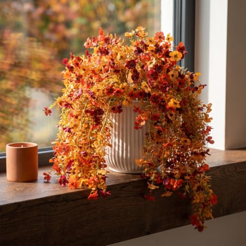 FULLMUSIC Autumn Artificial Flowers for Outdoor (Brown Yellow Orange)