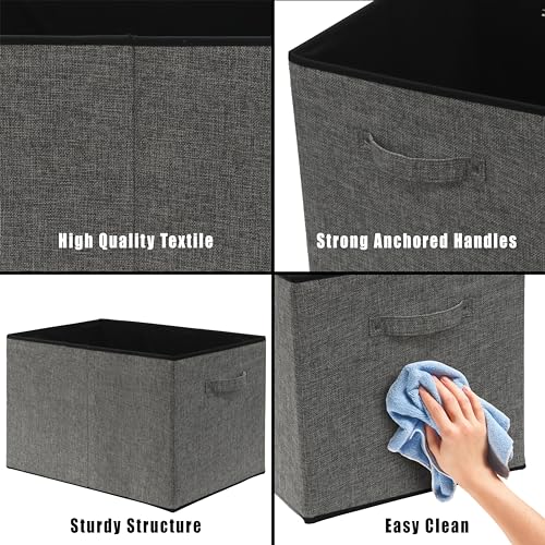 Simple Houseware 15" x 13" Foldable Fabric Storage Bin with Handles, 2 Pack - color: Dark Grey