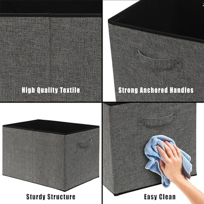 Simple Houseware 15" x 13" Foldable Fabric Storage Bin with Handles, 2 Pack - color: Dark Grey