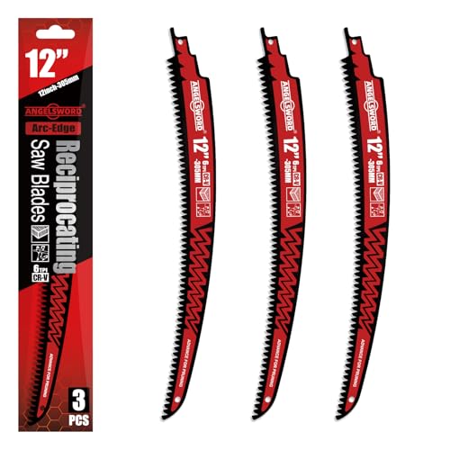ANGELSWORD 12“ Arc Edge Reciprocating Saw Blades for Pruning, 6TPI 3pc - size: 12"-3PACK