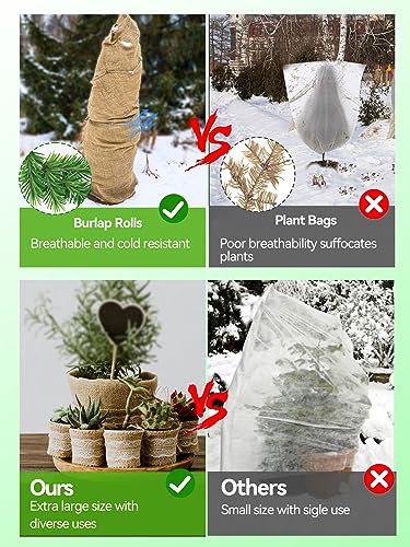 ANPHSIN 30ftx40in Natural Burlap Plant Covers Freeze Protection - size: 30ft