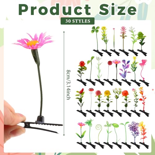 30 Pcs Rave Bean Sprout Hair Clips Plant Styles,Cute - style: Cute