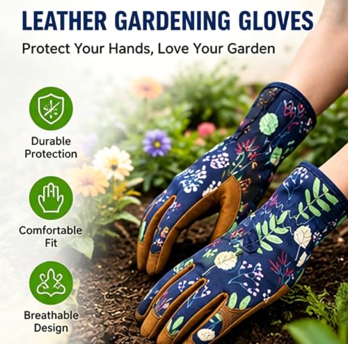 Gardening Weeding Working Gloves, Leather Garden Glove for Women