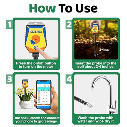 Smart Soil Moisture Meter 8 in 1 pH Salinity Fertility EC Meter