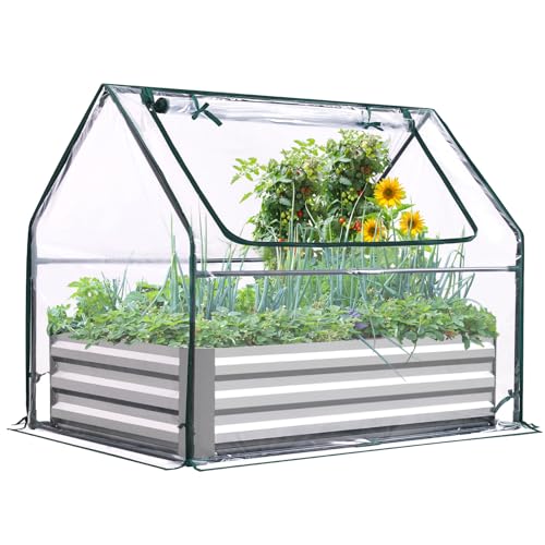 Quictent Raised Garden Bed with Cover 4x2.5x1 FT - color: Clear, size: 4 x 2.5 x 1 ft