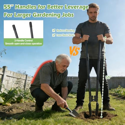 Post Hole Digger, 54” Manual Plant Hole Digging Tool for Gardening, Soil Plugging, Cultivating, Weeding,Heavy Duty Metal Holes Digger Tool with Sharp Blade for Fence Installation Bulbs Planting