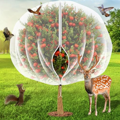 10'x10' Fruit Tree Netting Cover with Zipper and Drawstring