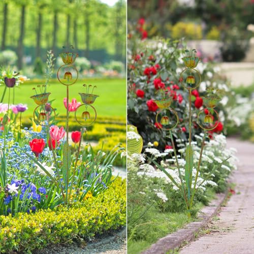 Calla Lily Decorative Garden Stake with Bells - color: Yellow