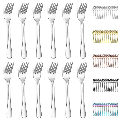 Evanda Dessert Forks Set of 12 Pack, 5.62" Stainless Steel Pastry Fork, Appetizer Fork for Fruit, Cake, Cheese, Party Trips, Cafes, Restaurants, Easy To Clean, Dishwasher Safe - color: 1.Silver, size: Silver 12 piece