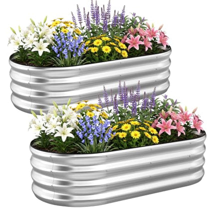 Galvanized Raised Garden Bed Outdoor, 4x2x1FT Planter Box, Silver - color: Silver, size: 4x2x1ft (2 PCS)