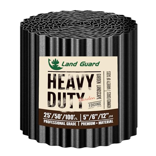Land Guard Corrugated Garden Edging Border, 12" × 25' Landscape Paver Edging, Tall Landscape Edging, Fence for Garden, Flower Bed, Lawn and Landscape Edging (Black) - color: Black, size: 12 Inch×25 Ft