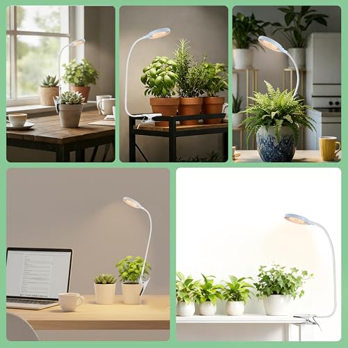 Soliseed 6W Clip-on Grow Light, Round Panel Timer Plant Lamp, 2 Pack - size: PANEL
