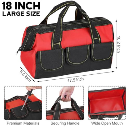 Sanwuta 3 Pack 18 Inch Tool Bags, Classic, Red - color: Red, size: 18 Inch, style: Classic