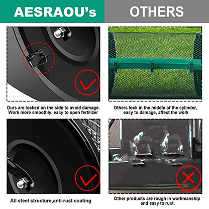24" Compost Spreader Peat Moss Spreader with Upgrade Latches - Durable Metal Mesh Fertilizer Spreaders for Lawn and Garden Multi-Purpose Seed Spreader (Black-L) - color: Black-L