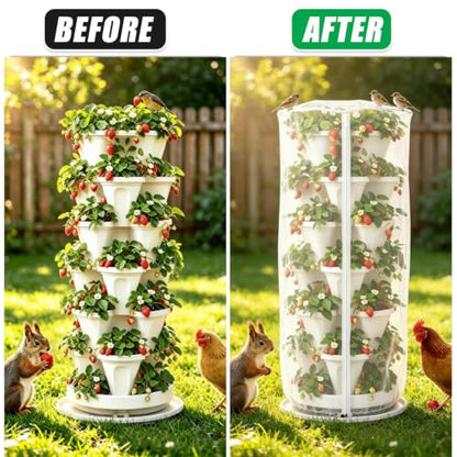 24"x59"Garden Netting with Zipper and Drawstring for Plant Cover Protection - size: 24"x59"