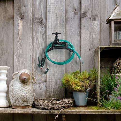 MyGift Brown Cast Iron Wall Mounted Garden Hose Holder, Spigot Design - style: Spigot Design