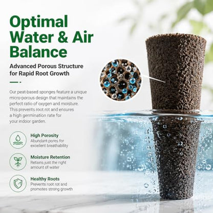 MAQIHAN 100 Grow Sponges for Hydroponics - Seed Starter Pods for Planting