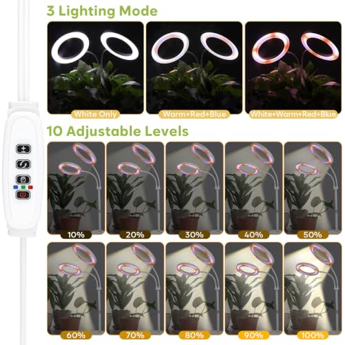 Grow Lights for Indoor Plants Full Spectrum, 2-Head LED Plant Light, White - size: White-23inch