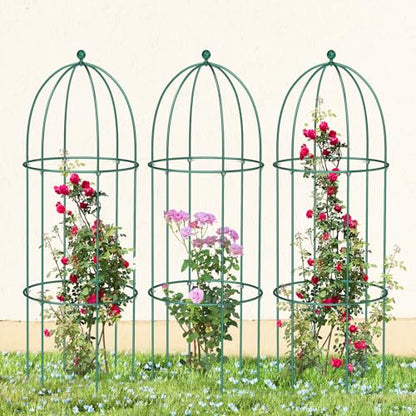 3 Pack Metal Plant Cage Support, 31.5" H Peony Support - size: 31.5"H x 15.7"W