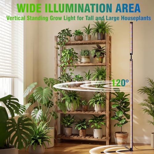 36W Standing Grow Light for Indoor Plants, 65'' Adjustable Tall Grow Light with Stand, 3 Light Modes & 10 Dimmable Levels, Floor Grow Light with Timer for Large Indoor Plants, Herbs, Corners