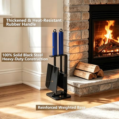 16-Inch Ash Shovel and Brush Set with Stand Solid Manganese Steel - size: 16 inches Set