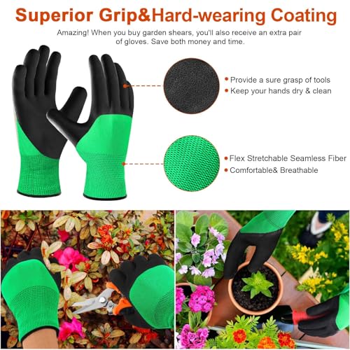 3 Pack Garden Pruning Shears Stainless Steel Blades Handheld Pruners Set with Gardening Gloves - color: Mix, size: 3 PCS