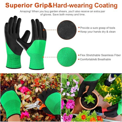 3 Pack Garden Pruning Shears Stainless Steel Blades Handheld Pruners Set with Gardening Gloves - color: Mix, size: 3 PCS