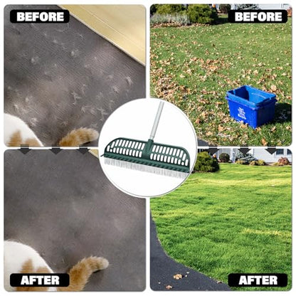 SOYUS Artificial Turf Rake, 2-in-1 Turf Sweeper for Carpets & Garden Lawns