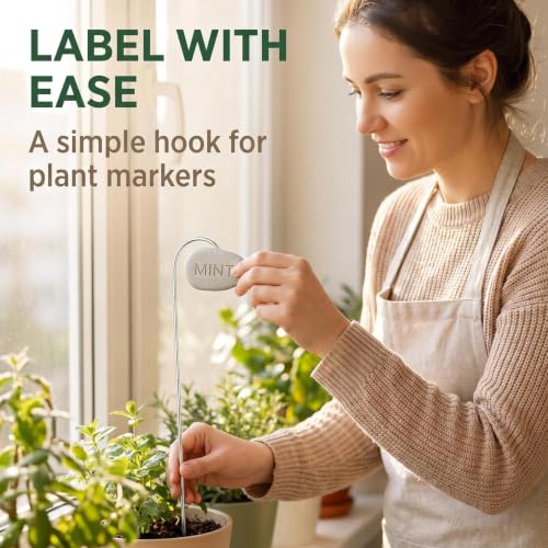 20Pcs Silver Planter Plant Label Hooks Garden Markers Stake Label Holder Hanger Garden Plant Sign Stake Rustproof Deformed Sign Hooks Container Accessories (20cm)