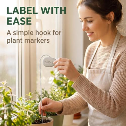 20Pcs Silver Planter Plant Label Hooks Garden Markers Stake Label Holder Hanger Garden Plant Sign Stake Rustproof Deformed Sign Hooks Container Accessories (20cm)